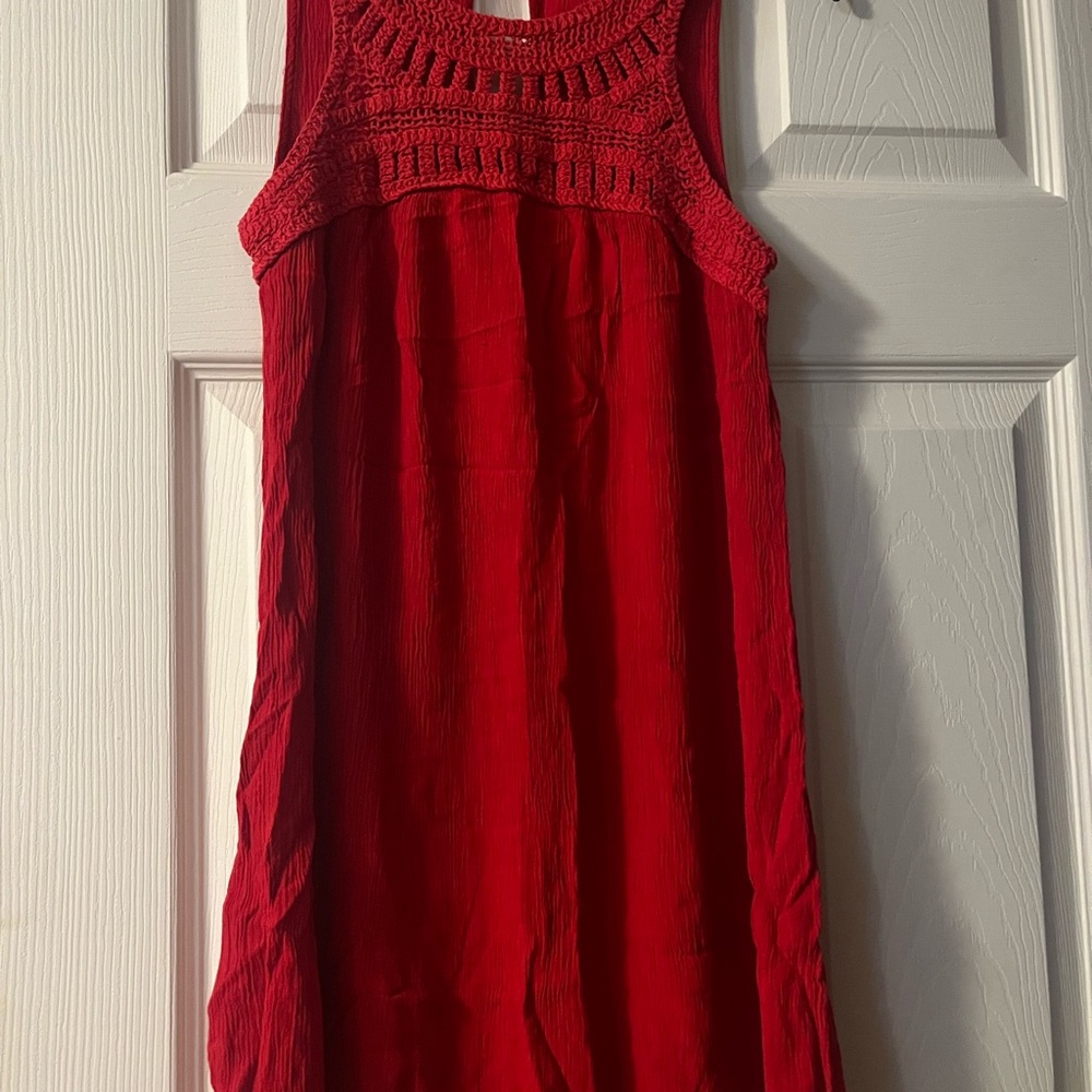 Speechless Red Crochet Detail Dress